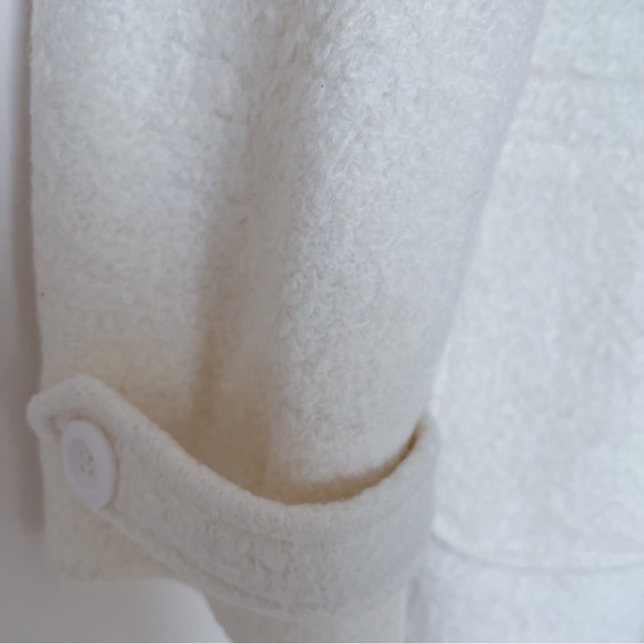 Korean Outerwear Mid Length White Cream Beige Jacket Coat - Picture 4 of 4